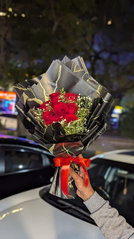 Roses and Babe Breath Bouquet.